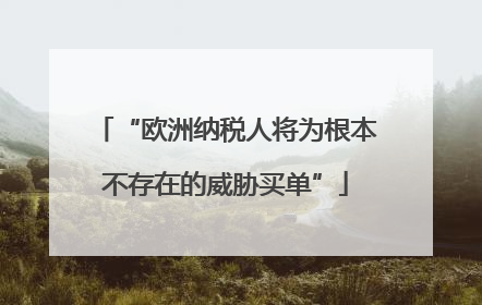 “欧洲纳税人将为根本不存在的威胁买单”