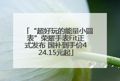 “超好玩的能量小圆表”荣耀手表Fit正式发布 国补到手价424.15元起