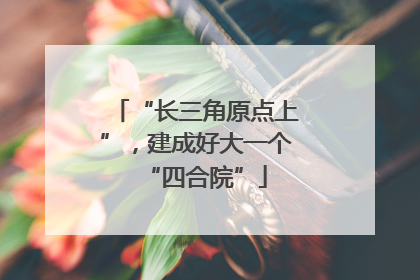 “长三角原点上”，建成好大一个“四合院”