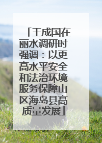 王成国在丽水调研时强调：以更高水平安全和法治环境服务保障山区海岛县高质量发展