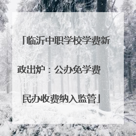 临沂中职学校学费新政出炉：公办免学费 民办收费纳入监管