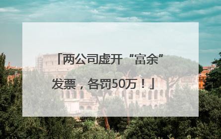 两公司虚开“富余”发票，各罚50万！