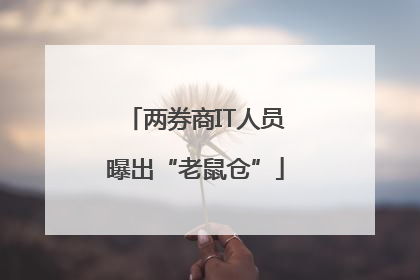 两券商IT人员曝出“老鼠仓”
