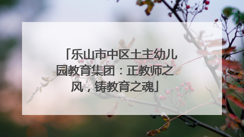 乐山市中区土主幼儿园教育集团：正教师之风，铸教育之魂