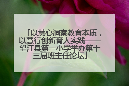 以慧心洞察教育本质，以慧行创新育人实践——望江县第一小学举办第十三届班主任论坛