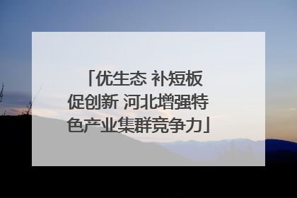 优生态 补短板 促创新 河北增强特色产业集群竞争力