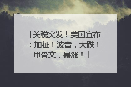 关税突发！美国宣布：加征！波音，大跌！甲骨文，暴涨！