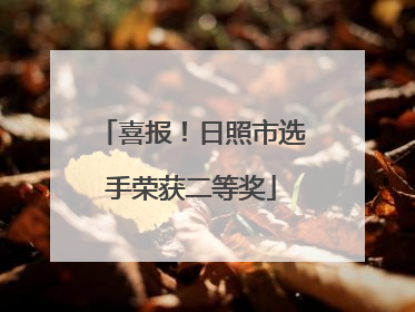 喜报！日照市选手荣获二等奖