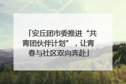 安丘团市委推进“共青团伙伴计划”，让青春与社区双向奔赴