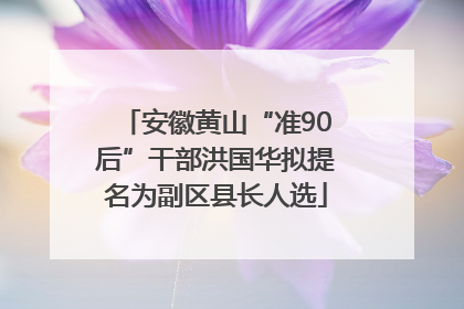 安徽黄山“准90后”干部洪国华拟提名为副区县长人选