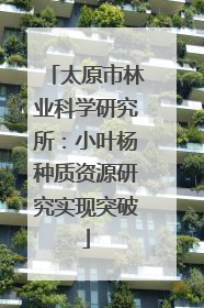 太原市林业科学研究所：小叶杨种质资源研究实现突破