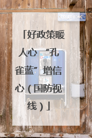 好政策暖人心 “孔雀蓝”增信心（国防视线）
