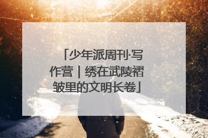 少年派周刊·写作营｜绣在武陵褶皱里的文明长卷