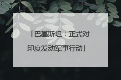 巴基斯坦：正式对印度发动军事行动