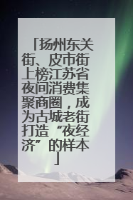扬州东关街、皮市街上榜江苏省夜间消费集聚商圈，成为古城老街打造“夜经济”的样本