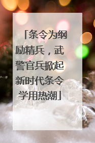 条令为纲励精兵，武警官兵掀起新时代条令学用热潮