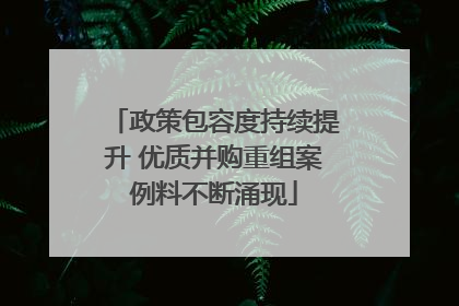 政策包容度持续提升 优质并购重组案例料不断涌现