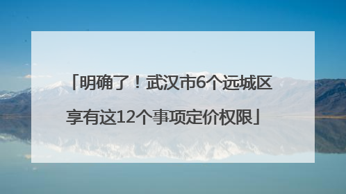 明确了！武汉市6个远城区享有这12个事项定价权限