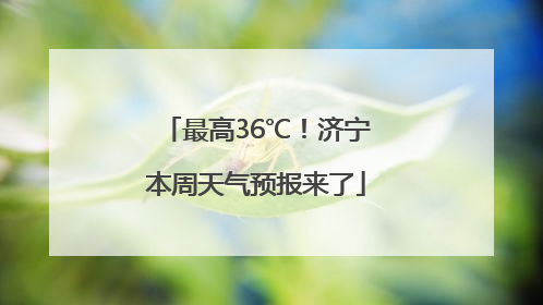 最高36℃！济宁本周天气预报来了