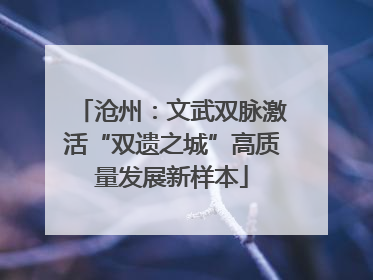 沧州：文武双脉激活“双遗之城”高质量发展新样本