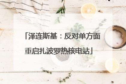 泽连斯基：反对单方面重启扎波罗热核电站