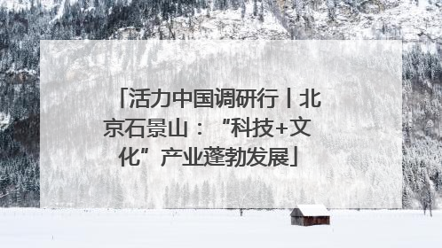 活力中国调研行丨北京石景山：“科技+文化”产业蓬勃发展