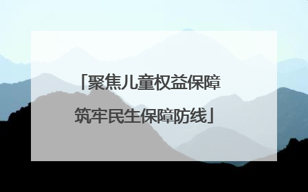 聚焦儿童权益保障 筑牢民生保障防线