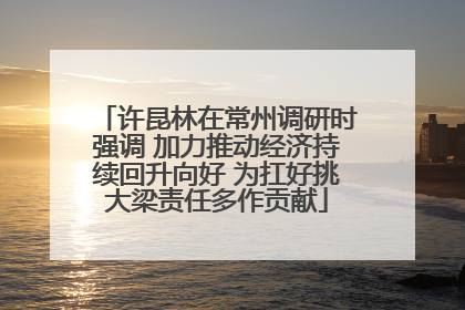 许昆林在常州调研时强调 加力推动经济持续回升向好 为扛好挑大梁责任多作贡献