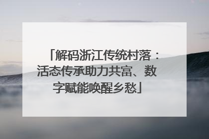 解码浙江传统村落：活态传承助力共富、数字赋能唤醒乡愁