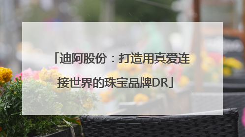 迪阿股份：打造用真爱连接世界的珠宝品牌DR