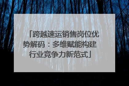 跨越速运销售岗位优势解码：多维赋能构建行业竞争力新范式