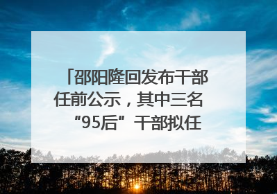 邵阳隆回发布干部任前公示，其中三名“95后”干部拟任副科级领导，均系硕士选调生