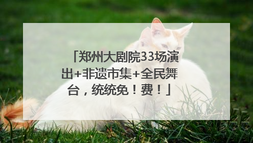 郑州大剧院33场演出+非遗市集+全民舞台，统统免！费！