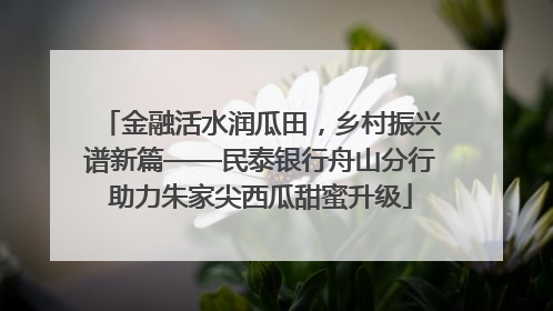 金融活水润瓜田，乡村振兴谱新篇——民泰银行舟山分行助力朱家尖西瓜甜蜜升级