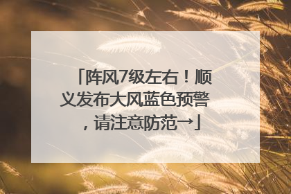 阵风7级左右！顺义发布大风蓝色预警，请注意防范→