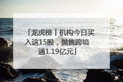 龙虎榜丨机构今日买入这15股，抛售跨境通1.19亿元