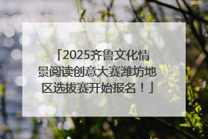 2025齐鲁文化情景阅读创意大赛潍坊地区选拔赛开始报名！