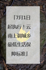 7月1日起执行！云南上调城乡最低生活保障标准
